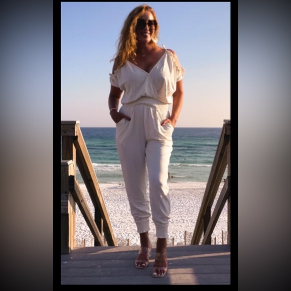 Sexy Elegant Jumpsuit 4 Womens Dressy 1Pc Romper Cold Shoulder Slit Sleek Suit - Picture 8 of 16